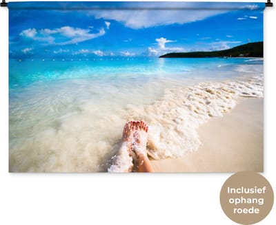 Wandkleed - Wanddoek - Strand - Zand - Voeten - 150x100 cm - Wandtapijt