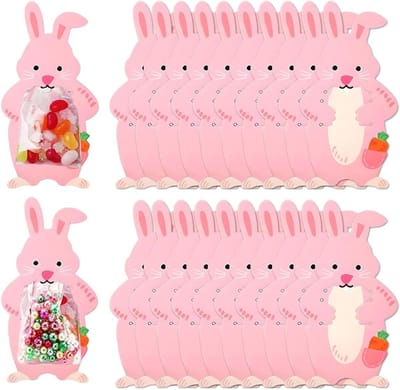 Paashaas Traktatiezakjes Cellofaan 20 Stuks - Cadeauzakjes voor Chocolade Snoep Koekjes - Paasfeest Benodigdheden en Goodiebag Vullers