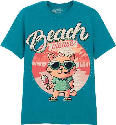 Beach Please - Cat The Coloured House T-shirt XXL