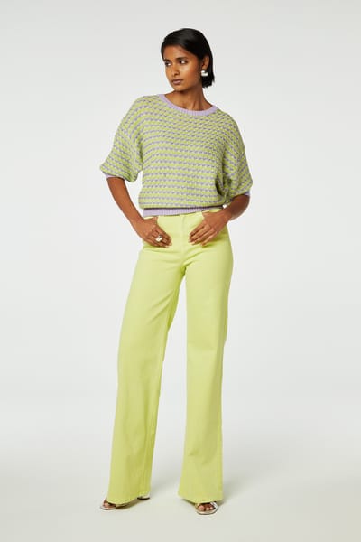 Fabienne Chapot Thea Wide Lime Light Maat: W29L32 | Flared Jeans Outlet | Dames | Groen