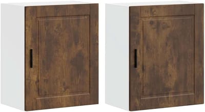 Keukenwandkasten 2 stuks - Muurkast keuken - Keuken opbergen - Bewerkt hout - 50 cm breed - Gerookt eiken