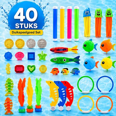 Duikspeelgoed - 40 delige set - Zwembad speelgoed - duikringen - duikspeelgoed kinderen - ®Nassauproducts