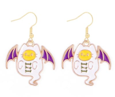 Plux Fashion Geest Kat Oorbellen - Goud - 4.5cm - Metaal - Heren - Dames - Sieraden - Goude Oorbellen - Oorhangers - Ghost Cat Earrings - Halloween Oorbellen - Sieraden Cadeau - Luxe Style - Duurzame Kwaliteit - Halloween - Oktoberfeest - Kerst