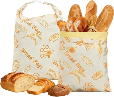 KZQ Broodzakken – Herbruikbare broodzakken van bijenwas – Bewaarzakken speciaal voor zuurdesem- en zelfgebakken brood – Natuurlijke, milieuvriendelijke oplossing voor voedselbewaring – Ideaal cadeau voor bakliefhebbers – 12" x 17" – 2-pack
