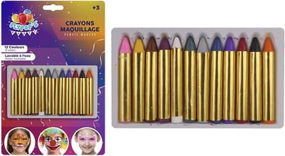 Schminkpotloden Set - Gezichtsverf Potloden - Feestelijke Make-up - Gevoelige Huid Formule - 12 Levendige Kleuren
