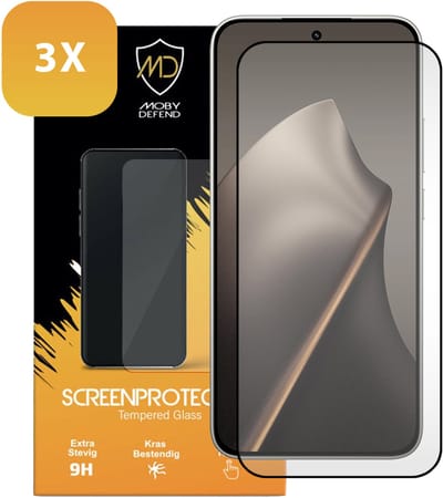3-Pack MobyDefend Screenprotectors - Geschikt voor Xiaomi 15T - Screensavers Met Zwarte Randen - Gehard Glas