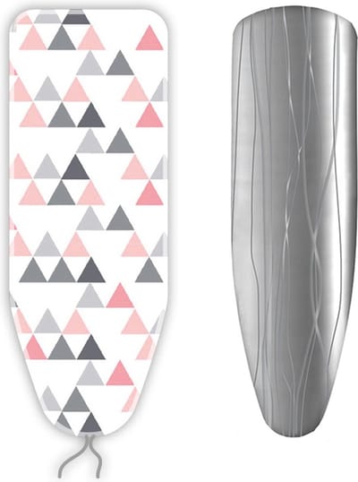 Strijkplankovertrek.nl | Strijkplankhoes met een Stoom Molton - Triangels - rood - 130 x 45 cm - maat M - complete set