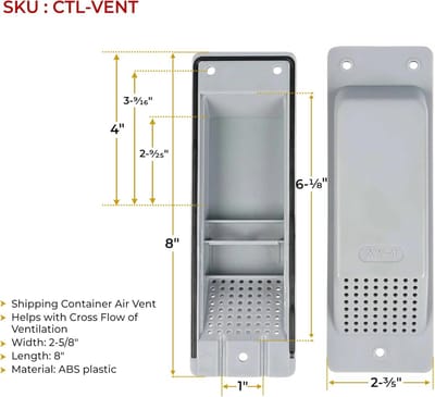 Ventilatie Roosters - Lucht Roosters - Container Ventilatie - Cross Flow Ontwerp - Donkergrijs