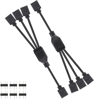 2 stuks 5V 3-pin ARGB splitter kabel, 1 naar 3 adresserbare HUB verlengkabel voor LED-strips en ventilatoren