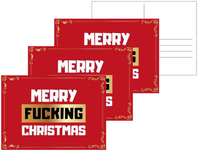 Kerstkaarten - 6x - Merry Fucking Christmas - rood - A5 - kerst wenskaart - funny kerstkaarten
