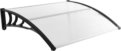 COSTWAY Luifel voor voordeur, overkapping van aluminium en polycarbonaat, transparante boogluifel, deurluifel, afdak voor huisdeur, deurluifel voor entree, 122 x 99 cm