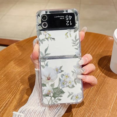 Luxe Madeliefjes Roos Bloemenhoes Voor Samsung Galaxy Z Flip 6 Hard PC Opvouwbare Cover Voor Samsung Z Flip 5 4 3 Flip5 Flip6 Flip4 For Samsung Z Flip4 white