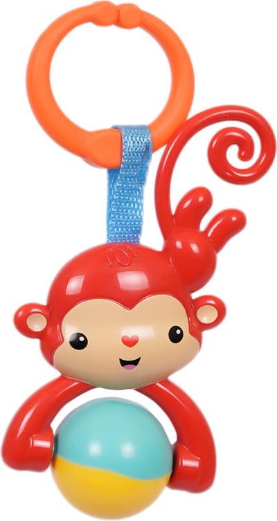 Speelgoedtopdeals - Rammelaar Hangspeeltje Buggyspeeltje - Aap rood met bal