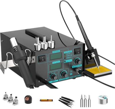 Desoldeerstation Soldeerbout - 2-in-1 Set - Elektronica Reparatie - Instelbare Temperatuur - 24.5x18.5x13.7cm - Zwart