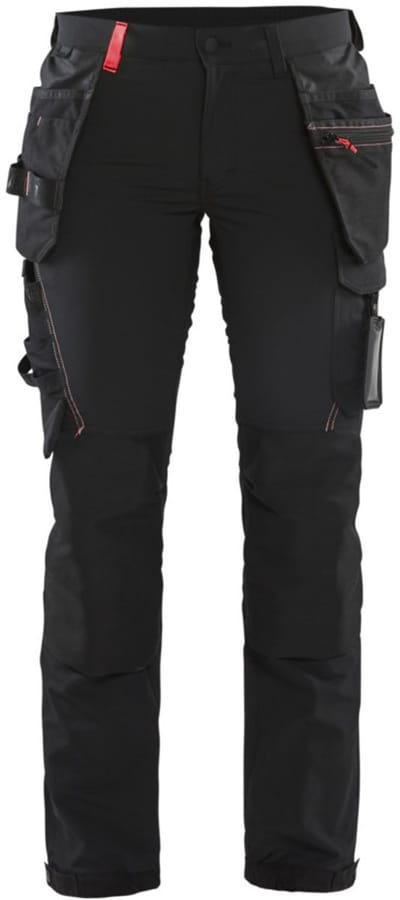 Blaklader Dames 4-weg stretch werkbroek 7192-1645 - Zwart/Rood - C32