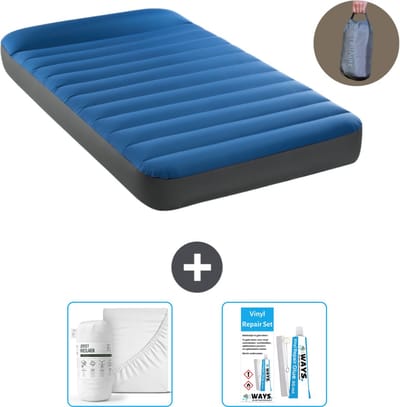 Intex Luchtbed - 1-Persoons - 99 x 191 x 22 cm - Blauw - Inclusief pomp - Hoeslaken en Reparatieset