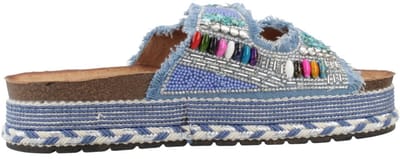 La Strada Platform Slipper Blauw Textiel - Damesschoenen - Maat - 37
