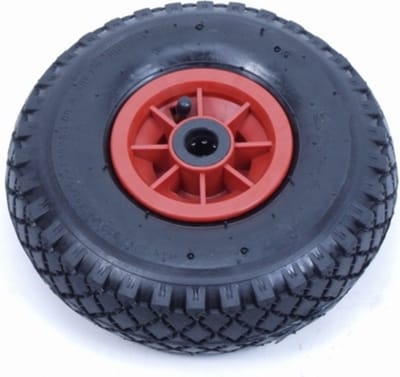 Bolderkarwiel - Steekwagenwiel - met luchtband 3.00-4 | Asgatdiameter 20mm rollager | Hoogte wiel 26cm