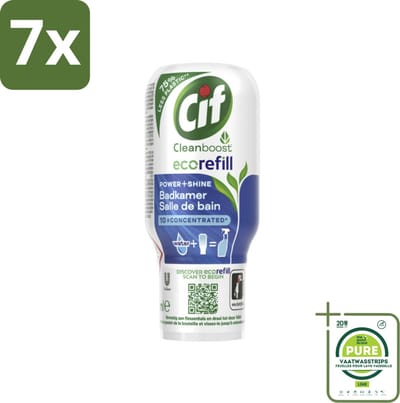 7 x Cif Eco Refill - Power & Shine - Badkamerreiniger - Spray - 70 ml - Grootverpakking - Badkamerreiniger - Ecologische Reiniging - Herbruikbare Verpakking - Plasticvrije Badkamer - Milieuvriendelijk