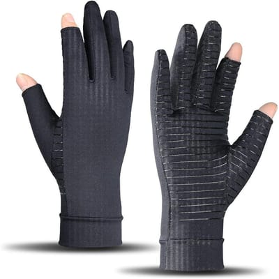 Koperen Artritis Handschoenen Volledige Vinger Compressie Voor Carpale Tunnel Pijnverlichting Handzwelling Sport Mannen Vrouwen 1 Paar S black