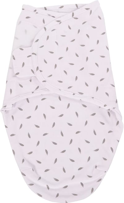 Bo Jungle - Inbakerdoek - Inbakerslaapzak - Swaddle - 0-4 maanden - Wrap Grey Feathers / Veertjes Small - Grijs