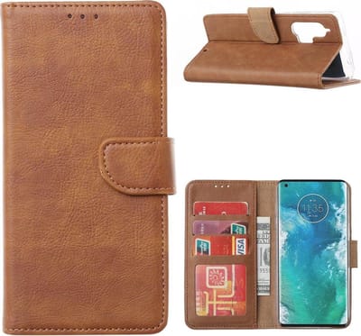 Bookcase Geschikt voor: Motorola Moto Edge Plus - Lichtbruin - portemonnee hoesje