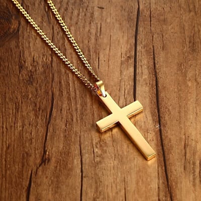 Ketting edelstaal met kruisje goudkleur