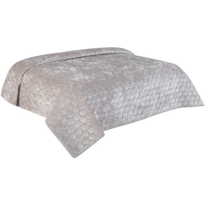 Unique Living Bedsprei Amiens - lichtgrijs - 170 x 220 cm - katoen/polyester - luxe motief - deken - plaid