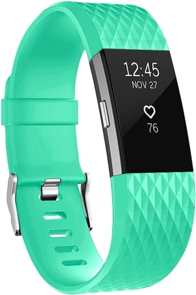 By Qubix - Compatible Fitbit bandje - Geschikt voor fitbit Charge 2 siliconen bandje - Maat: Large - Mintgroen - Horlogeband - smartwatchbandje