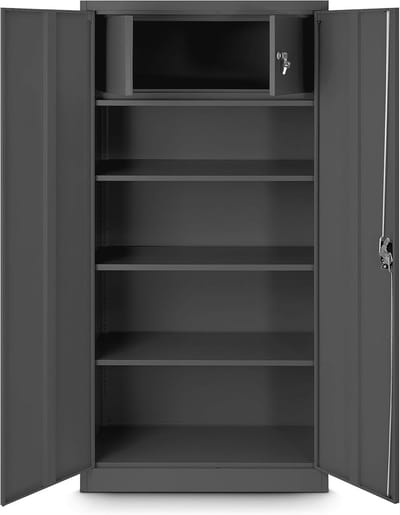 Archiefkast met geheim vak - Metalen kantoorkast - 185 cm x 90 cm x 45 cm - Antraciet