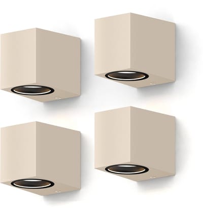 Calex Wandlamp Downlight Sanremo – GU10 – IP54 Water- en Stofbestendig – Geschikt voor Binnen en Buiten – Rechthoek – Zand – 4-Pack