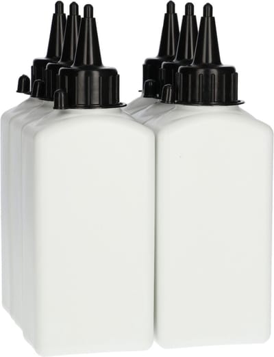6 x Plastic Fles 250 ml Tuitdop zwart - Gerecycled HDPE- Gerecycled HDPE Kunststof - Onbreekbaar - ca. 70% minder Co2 uitstoot door gerecycled materiaal - 6 stuks