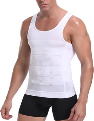 Scoby - Corrigerend Hemd - Mannen - Ondersteuning - Shapewear Shirt - Body Buik - Correctie Hemd - Buik verbergen - Strak lichaam - Wit - XL (Valt Groot)