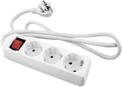TAFELCONTACTDOOS MET SCHAKELAAR - 3 - VDG - TOT 3680 WATT - WIT - STEKKERDOOS 1.5 METER - STERK ABS KUNSTSTOF