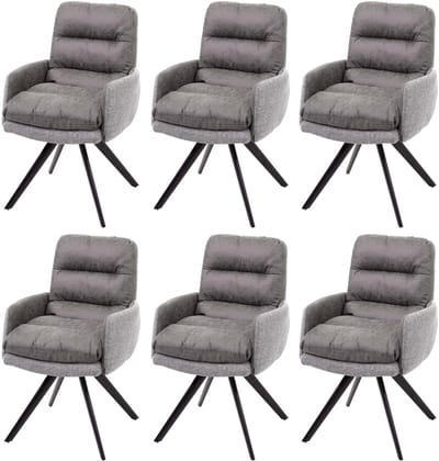 Set van 6 eetkamerstoelen MCW-G66, keukenstoel, draaibare autostoel stof MVG ~ lichtgrijs-grijs, met armleuning
