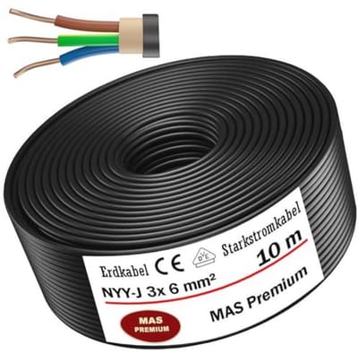 Aardkabel 3x1,5 mm², 5x1,5 mm², NYY-J voor buiten en grondinstallatie - Sterke krachtstroomkabel