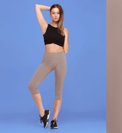 Bellivalini BLV-BLV50-148-LE Dames Capri Leggings - Sport - Vrijetijdsbroek - 3/4 Lengte - Viscose - Sporbroek - Yogabroek - Café au Lait - S