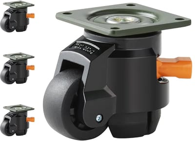 CYRO - Zwenkwielen Set van 4 - Zware Meubelwielen - Zwenkwielen met Rem - In hoogte Verstelbaar - 360° Draaibaar - 2 Inch - Zwart