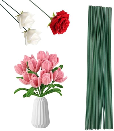 Bloemendraad Groen - Steekdraad Floristiek - Bloemstukken Maken - Flexibel Buigbaar Staal - 30cm Lang 2mm Dik - Groen