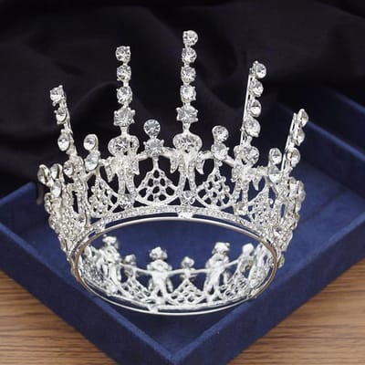 Strass Kristal Bruiloftskroon Bruids Tiara's Cirkel Gouden Kleuren Diadeem Hoofddeksel Bruidskroon Haarjuwelen Hoofdaccessoires white