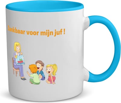Akyol - dankbaar voor mijn juf koffiemok - theemok - blauw - Juf - leraressen - verjaardag - cadeautje voor juf - juf artikelen - kado - geschenk - gift - verjaardagscadeau - juffendag - 350 ML inhoud