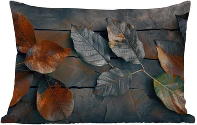 Buitenkussens - Bladeren - Herfst - Grijs - Natuur - 60x40 cm - Weerbestendig