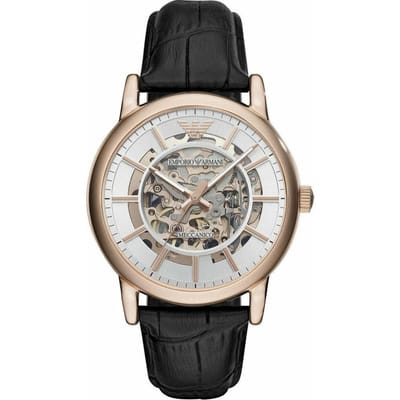 Emporio Armani AR60007 Automatisch Zwart Leer Herenhorloge