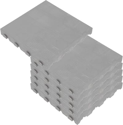 6 Stuks Kunststof Terrastegels Buiten Grijs 39x39 cm - 0,9 m² Vloertegels
