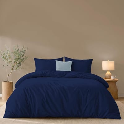 SnelShoppen - Twinzen Dekbedovertrek 240 x 220 cm met 2 Kussenslopen 50 x 70 cm, Donkerblauw - Microvezel Beddengoed Set, Oeko-Tex, Ademend en Zacht