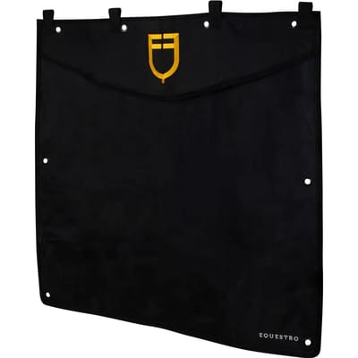 Equestro Geborduurd Logo Korte Staldeur Gordijn Zwart