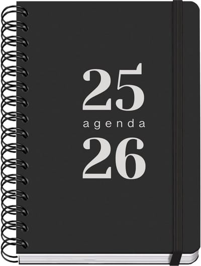 Schoolagenda 2025-2026 A5 - Weekoverzicht, Bilingual, Dubbele Spiralbinding en Elastische Sluiting