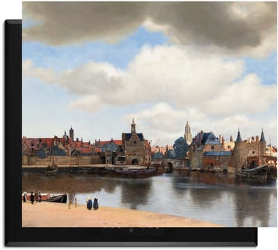 KitchenArt - Gezicht op Delft - 71x52 cm - Kookplaat Beschermer - Luxe Afdekplaat Inductieplaat - Anti-slip & Oprolbaar - Beschermmat Inductiekookplaat