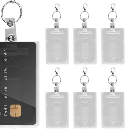 6 Sets Transparante Verticale ID Kaarthouders met Duurzame Clip voor Creditcards en Identiteitskaarten, Waterdicht en Geschikt voor Kantoor en School