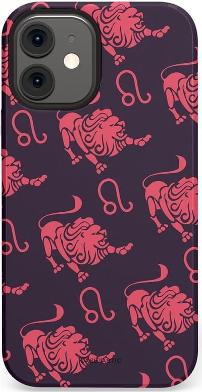Casetastic Hoesje Geschikt voor Apple iPhone 12 Mini - Stijlvolle Beschermende Duo-layer Case - Zodiak leeuw